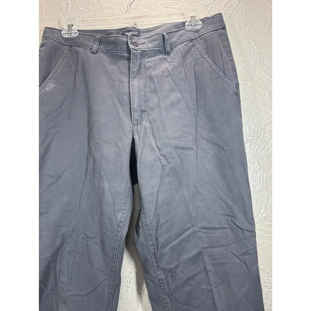 Lands' End Men's Traditional Fit Cotton Flannel Lined Chino Pants‎ gray size 36